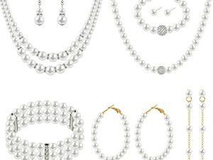 8 Pcs Pearl Necklace Pearl Earrings Pearl Bracelet Set 1920s Simulated Pearls Accessories Wedding Pearl Jewelry Set Christmas Gift for Women Mom Wife