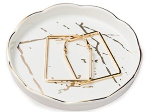 Jewelry Holder Jewelry Organizer Tray Ring Dish Trinket Tray 4.5 Inches Ceramic Circle Jewelry Dish Decorative Trinket Plate Small - Gift for Women Girls Aunt Friends
