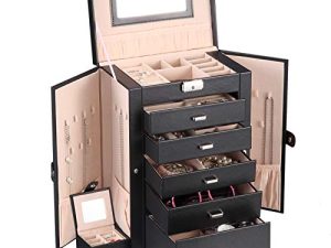 Homde 2 in 1 Huge Jewelry Box/Organizer/Case Faux Leather with Small Travel Case