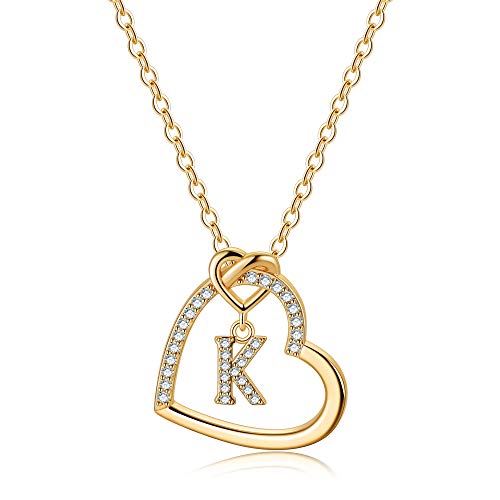 CZ Heart Pendant Initial Necklaces CZ Heart Pendant Initial Necklaces