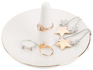 MyGift White Ceramic Ring Dish Holder