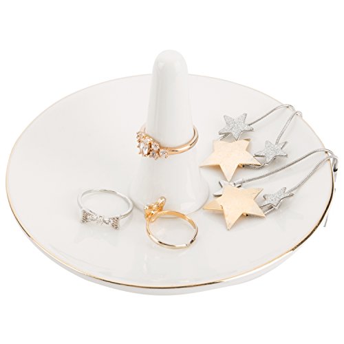 MyGift White Ceramic Ring Dish Holder MyGift White Ceramic Ring Dish Holder