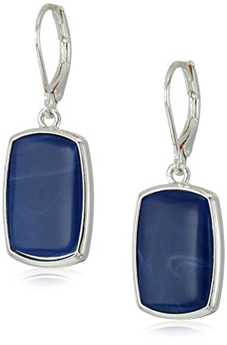 NINE WEST Women's Silvertone and Denim Large Drop Earrings NINE WEST Women's Silvertone and Denim Large Drop Earrings