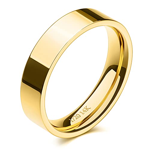 NOKMIT 5mm 14K Gold Filled Rings for Women Men Wedding Band Stacking Stackable Rings Pointer Finger Ring Plain Dome Comfort Fit Size 5 to 10 NOKMIT 5mm 14K Gold Filled Rings for Women Men Wedding Band Stacking Stackable Rings Pointer Finger Ring Plain Dome Comfort Fit Size 5 to 10
