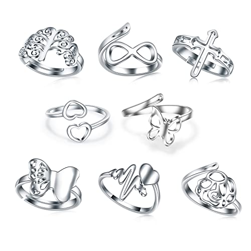 8 Pack Stainless Steel Rings Set for Women Silver Aesthetic Jewelry Rings Adjustable Stackable Rings for Teen Girls Trendy Knuckle Thumb Finger Rings Size 8 9 7 10 Indie rings 8 Pack Stainless Steel Rings Set for Women Silver Aesthetic Jewelry Rings Adjustable Stackable Rings for Teen Girls Trendy Knuckle Thumb Finger Rings Size 8 9 7 10 Indie rings