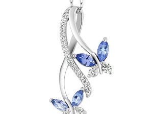 Gem Stone King Blue Tanzanite 925 Sterling Silver Butterfly Infinity Pendant Necklace 1.21 Ct Marquise Cut Gemstone Birthstone with 18 Inch Silver Chain