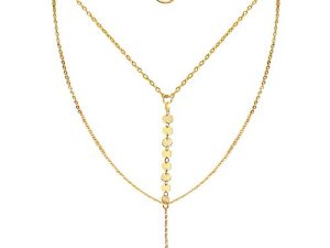 Suyi Stylish Layered Sequins Choker Necklace with Thin Long Chain Pendant for Women Lady Girl