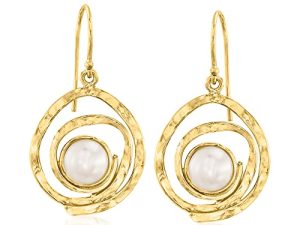 Ross-Simons 7-8mm Cultured Pearl Swirl Drop Earrings in Sterling