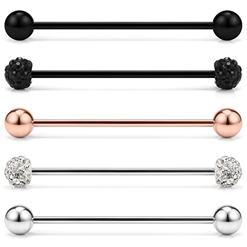 Ruifan 14G Stainless Steel Industrial Barbell Earring Cartilage Body Piercing Jewelry 1 1/2 Inch(38mm) Ruifan 14G Stainless Steel Industrial Barbell Earring Cartilage Body Piercing Jewelry 1 1/2 Inch(38mm)