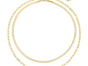 BaubleStar Link Layered Necklace Gold Layering Paperclip Chain Choker for Women