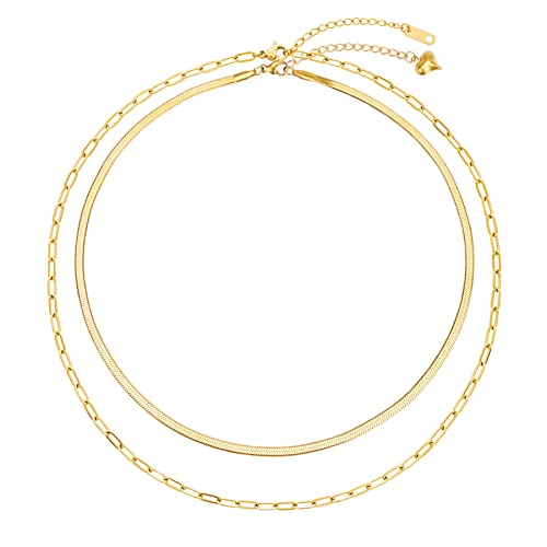 BaubleStar Link Layered Necklace Gold Layering Paperclip Chain Choker for Women BaubleStar Link Layered Necklace Gold Layering Paperclip Chain Choker for Women
