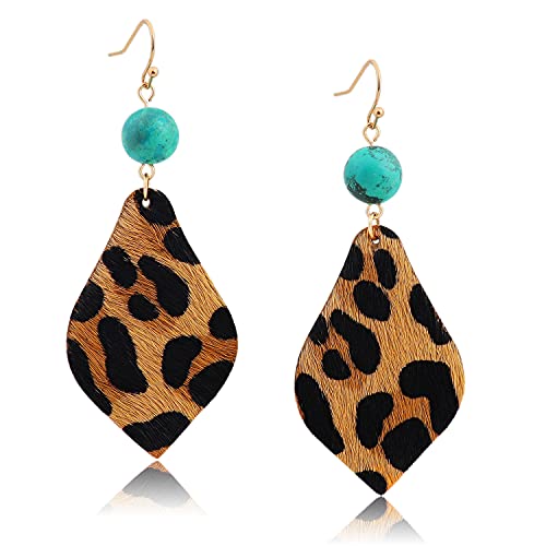 ZSMJYJ Genuine Leather Teardrop Earrings Handmade Lightweight Leopard Dangle Leaf Earring for Women Girls Gift Set ZSMJYJ Genuine Leather Teardrop Earrings Handmade Lightweight Leopard Dangle Leaf Earring for Women Girls Gift Set