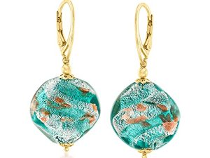 Ross-Simons Italian Multicolored Murano Glass Bead Drop Earrings in 18kt Gold Over Sterling