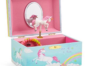 Jewelkeeper Girl's Musical Jewelry Storage Box with Spinning Unicorn