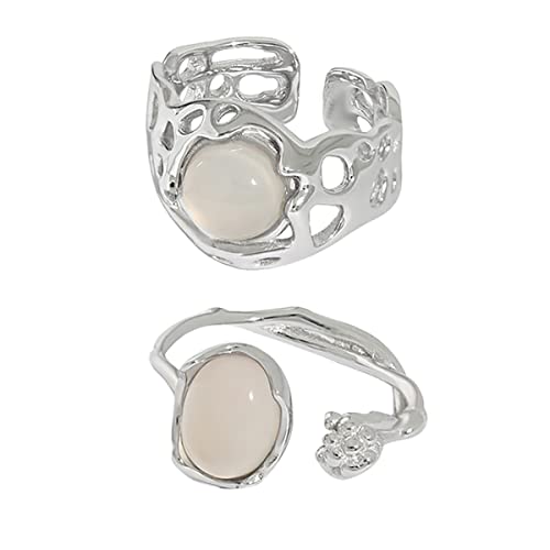 Carnelian Rings Set Irregular Agate Opal Moonstone Bud Flower Star Finger Rings Opening Adjustable Rings for Women Girls Christmas Gift Carnelian Rings Set Irregular Agate Opal Moonstone Bud Flower Star Finger Rings Opening Adjustable Rings for Women Girls Christmas Gift