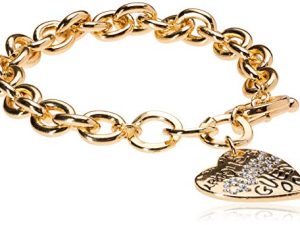 GUESS "Basic" Graffiti Logo Heart Toggle Charm Bracelet