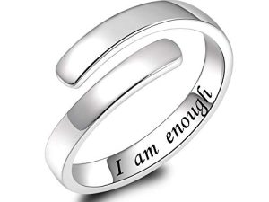 925 Sterling Silver Inspirational Jewelry Rings Adjustable Ring Personality Encouragement Gift for Teens Girls Women
