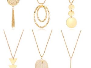 Fesciory 6 PCS Long Pendant Necklace for Women