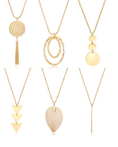 Fesciory 6 PCS Long Pendant Necklace for Women Fesciory 6 PCS Long Pendant Necklace for Women