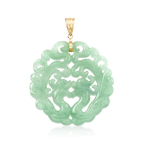 Ross-Simons Carved Jade Phoenix Pendant With 14kt Yellow Gold Ross-Simons Carved Jade Phoenix Pendant With 14kt Yellow Gold