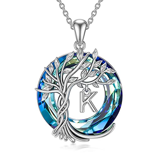TOUPOP Christmas Gifts for Women Tree of Life Necklace 925 Sterling Silver with A-Z Initial Letter Family Tree Pendant with Circle Crystal Birthday Jewelry Gifts for Women Her Mom Girls Best Friend TOUPOP Christmas Gifts for Women Tree of Life Necklace 925 Sterling Silver with A-Z Initial Letter Family Tree Pendant with Circle Crystal Birthday Jewelry Gifts for Women Her Mom Girls Best Friend