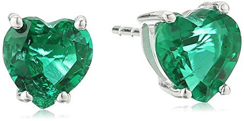 Amazon Collection 10k White Gold Gemstone Heart Stud Earrings for Women with Butterfly Backs Amazon Collection 10k White Gold Gemstone Heart Stud Earrings for Women with Butterfly Backs