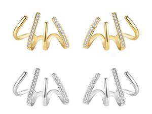 Claw Earrings Cuff for Women Zircon Stud Ear Cuffs Hoop Earrings for Girls That Look Like Multiple Piercings Multi Hoop Tiny Ear Wrap Cuff Piercing Studs Earrings for Women