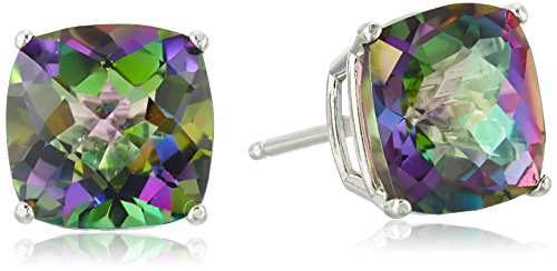 Amazon Collection 925 Sterling Silver 6mm Cushion Cut Gemstone Stud Earrings for Women with Butterfly Backs Amazon Collection 925 Sterling Silver 6mm Cushion Cut Gemstone Stud Earrings for Women with Butterfly Backs