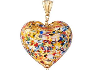 Ross-Simons Italian Murano Glass Heart Pendant in 18kt Gold Over Sterling