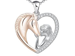 Distance Horse Pendant Necklace for Women 925 Sterling Silver Lucky Girls with Horse Birthday Christmas Jewelry Gifts for Girls Teenager Girlfriend Horse Lover