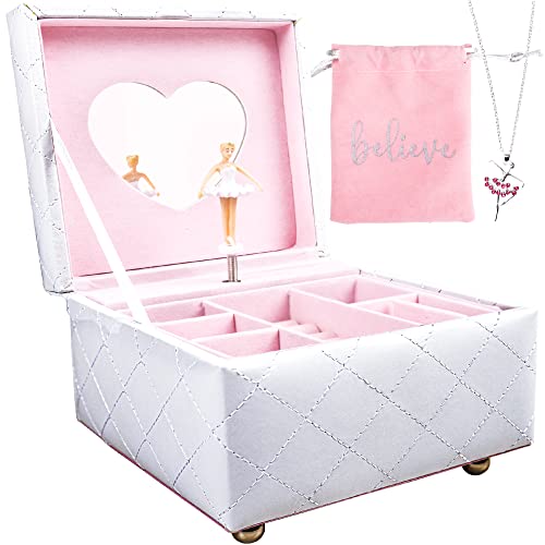Hapinest Musical Ballerina Jewelry Box with Ballerina Necklace - Keepsake Music Boxes Gifts for Girls Hapinest Musical Ballerina Jewelry Box with Ballerina Necklace - Keepsake Music Boxes Gifts for Girls