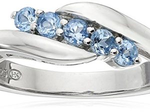 Amazon Collection Sterling Silver Five Stone Gemstone Bypass Ring