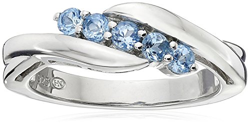 Amazon Collection Sterling Silver Five Stone Gemstone Bypass Ring Amazon Collection Sterling Silver Five Stone Gemstone Bypass Ring