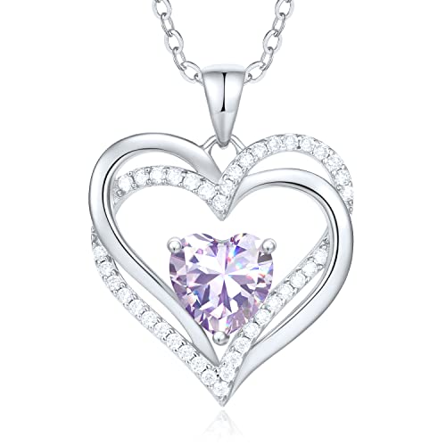 CDE Heart Necklaces for Women Gold-Plated 925 Sterling Silver Birthstone Pendant Necklace Birthday Jewelry Gifts for Women Girls Her Sister Friends CDE Heart Necklaces for Women Gold-Plated 925 Sterling Silver Birthstone Pendant Necklace Birthday Jewelry Gifts for Women Girls Her Sister Friends