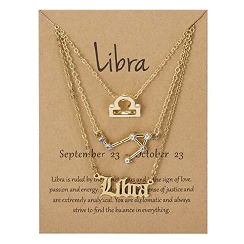 3Pcs Layered 12 Constellation Zodiac Pendant Necklace Set Retro Paper Card Letter Horoscope Floral Birth Month Clavicle Necklace for Women Girl Teen Friendship Jewelry Valentine's Day Gift 3Pcs Layered 12 Constellation Zodiac Pendant Necklace Set Retro Paper Card Letter Horoscope Floral Birth Month Clavicle Necklace for Women Girl Teen Friendship Jewelry Valentine's Day Gift
