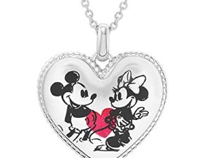 Disney Mickey Mouse and Minnie Mouse Classic Heart Pendant Necklace