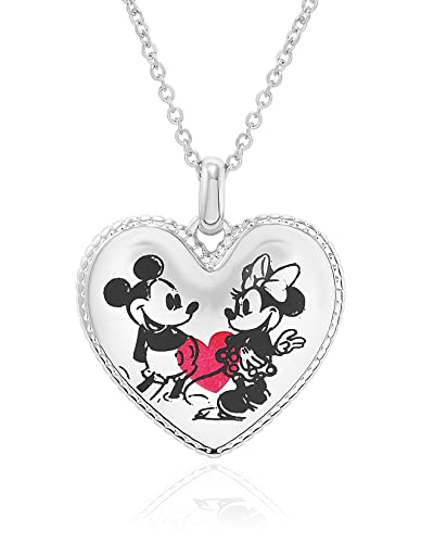 Disney Mickey Mouse and Minnie Mouse Classic Heart Pendant Necklace Disney Mickey Mouse and Minnie Mouse Classic Heart Pendant Necklace