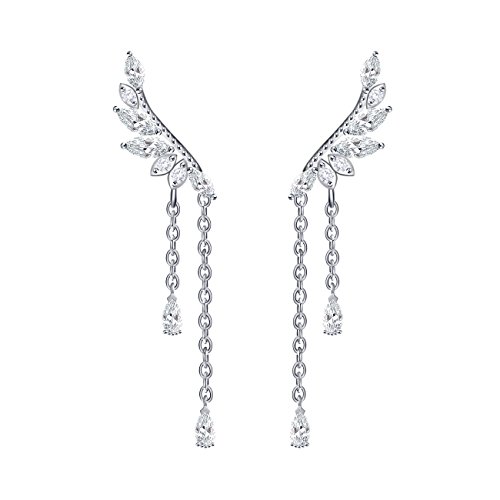 YOQUCOL Angel's Wings Cubic Zirconia Crystal Ear Climber Long Drop Dangle Earring for Girls Women YOQUCOL Angel's Wings Cubic Zirconia Crystal Ear Climber Long Drop Dangle Earring for Girls Women