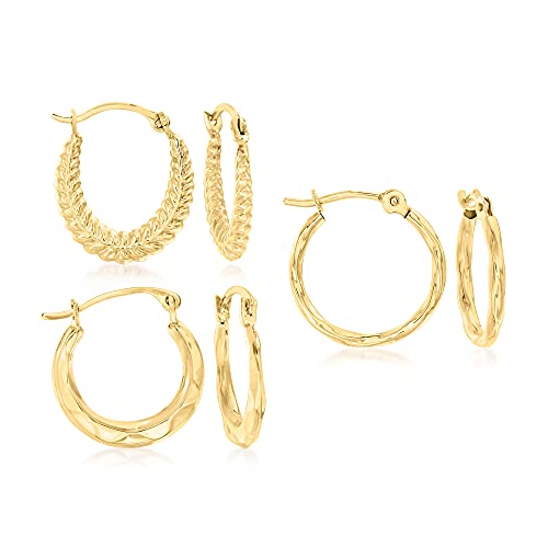Ross-Simons 14kt Yellow Gold Jewelry Set: 3 Pairs Of Huggie Hoop Earrings Ross-Simons 14kt Yellow Gold Jewelry Set: 3 Pairs Of Huggie Hoop Earrings