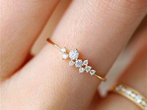 Simple 18k Gold plated Rings for Teen Girls White Studded Eternity Wedding Ring 925 Sterling Silver Plated Engagement Stackable Rings Women Fashion Jewelry Gift for her