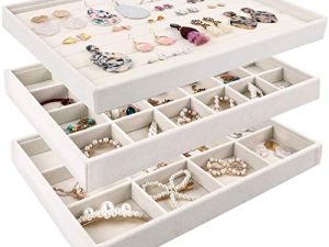 Mebbay Stackable Velvet Jewelry Organizer Trays