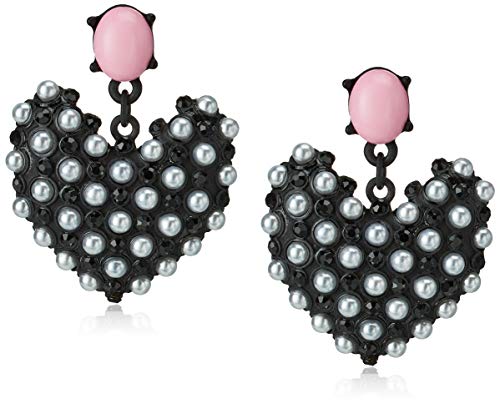 Betsey Johnson Faux Pearl Heart Drop Earrings Betsey Johnson Faux Pearl Heart Drop Earrings