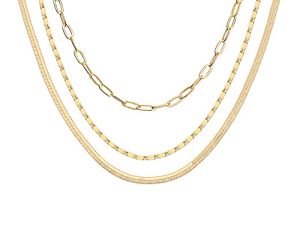 PAVOI 14K Gold Plated Dainty Layering Necklaces for Women | Snake Chain