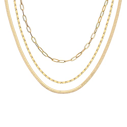 PAVOI 14K Gold Plated Dainty Layering Necklaces for Women | Snake Chain PAVOI 14K Gold Plated Dainty Layering Necklaces for Women | Snake Chain