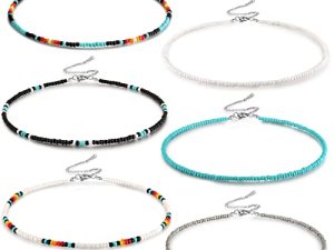 Western Bead Choker Necklace Set Handmade Glass Seed Bead Boho Bohemian Hippie Necklaces Jewelry for Women Girls