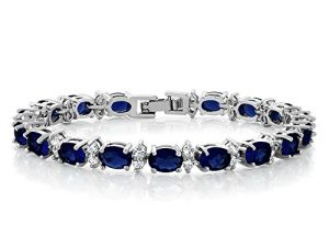 Gem Stone King 20.00 Ct Gorgeous Oval and Round 7 Inch Sparkling Cubic Zirconia CZ Tennis Bracelet
