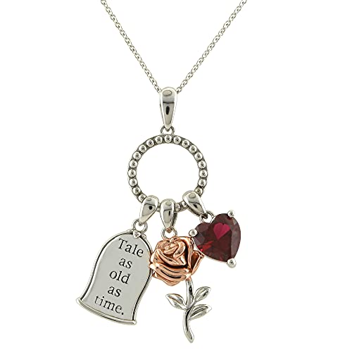 Disney Beauty and the Beast Women's Necklace - Pendant Necklace with Rose Disney Beauty and the Beast Women's Necklace - Pendant Necklace with Rose