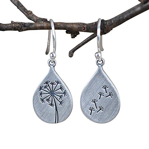 LOVECOM 925 Sterling Silver Dandelion Drop Earrings for Women Teen Girls Water Drop Silver Flower Mountain Tree Dangle Earrings Jewelry Gifts for Mom Lover LOVECOM 925 Sterling Silver Dandelion Drop Earrings for Women Teen Girls Water Drop Silver Flower Mountain Tree Dangle Earrings Jewelry Gifts for Mom Lover