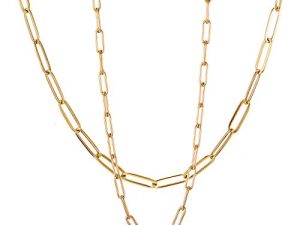 RWQIAN 18k Gold Paperclip Chain Link Necklace Dainty Paperclip Link Chain Layered Necklace Oval Link Chains Necklaces Set for Women Girls