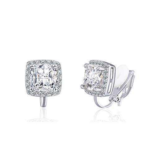 YOQUCOL 7MM Clip On Stud Earrings Square Cubic Zirconia Crystal Not Pierced Studs Earrings For Women Girls YOQUCOL 7MM Clip On Stud Earrings Square Cubic Zirconia Crystal Not Pierced Studs Earrings For Women Girls
